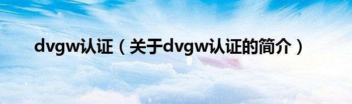 dvgw認(rèn)證（關(guān)于dvgw認(rèn)證的簡(jiǎn)介）