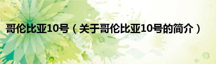 哥倫比亞10號（關于哥倫比亞10號的簡介）
