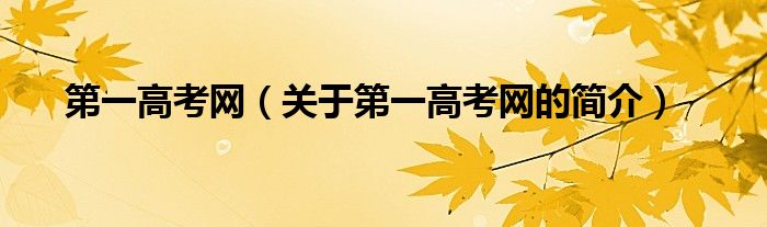 第一高考網(wǎng)（關(guān)于第一高考網(wǎng)的簡(jiǎn)介）