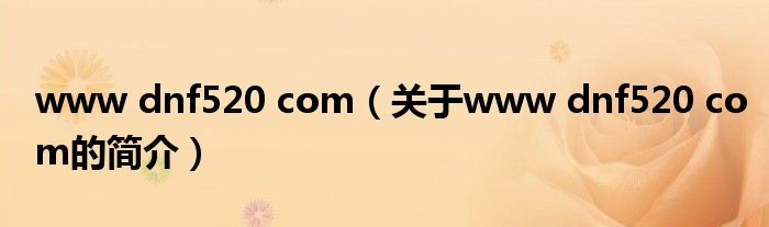 www dnf520 com（關(guān)于www dnf520 com的簡介）