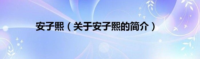 安子熙（關于安子熙的簡介）