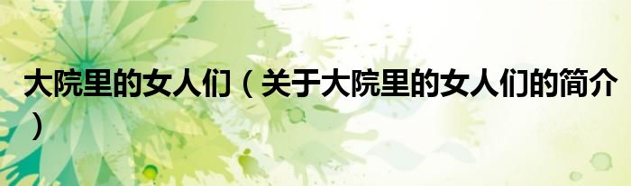 大院里的女人們（關(guān)于大院里的女人們的簡(jiǎn)介）
