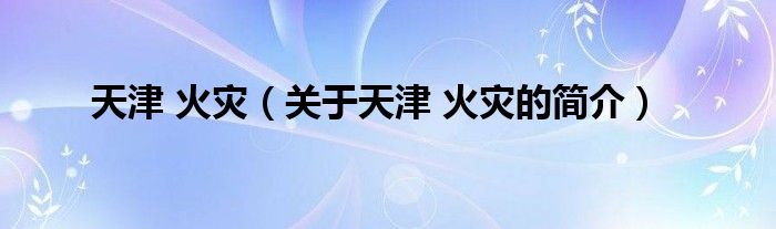 天津 火災(zāi)（關(guān)于天津 火災(zāi)的簡介）