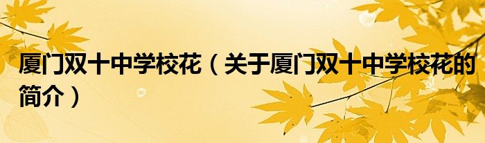 廈門(mén)雙十中學(xué)?；ǎP(guān)于廈門(mén)雙十中學(xué)?；ǖ暮?jiǎn)介）