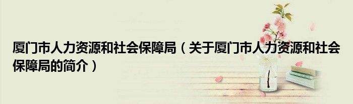 廈門(mén)市人力資源和社會(huì)保障局（關(guān)于廈門(mén)市人力資源和社會(huì)保障局的簡(jiǎn)介）