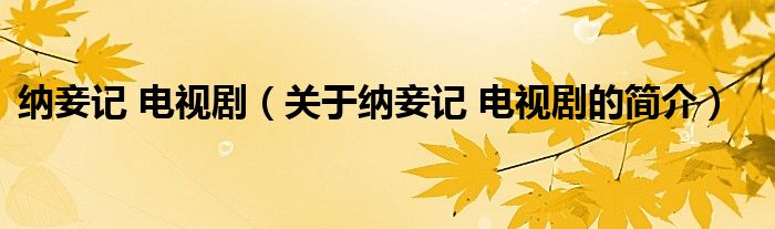 納妾記 電視劇（關(guān)于納妾記 電視劇的簡(jiǎn)介）