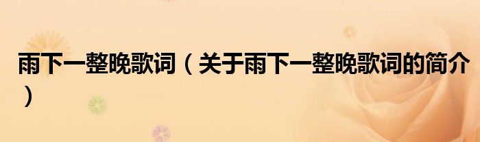 雨下一整晚歌詞（關(guān)于雨下一整晚歌詞的簡(jiǎn)介）