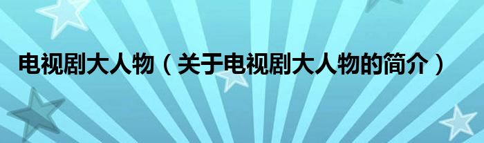 電視劇大人物（關(guān)于電視劇大人物的簡介）