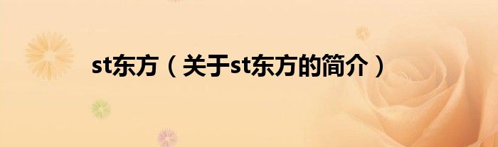 st東方（關(guān)于st東方的簡(jiǎn)介）