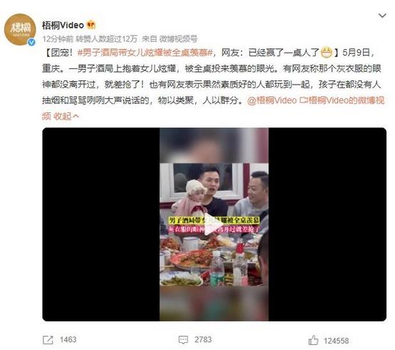 重慶男子帶女兒參加酒局炫耀團(tuán)寵，贏得全桌羨慕